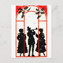 Postal Festiva Navidades Carolers Silhouette 1920