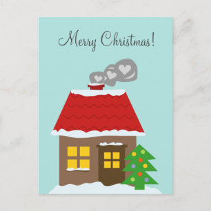 Postal Festiva Navidades casa de nieve personalizado invierno vac