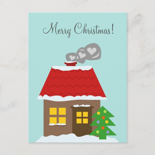 Postal Festiva Navidades casa de nieve personalizado invierno vac (Anverso)