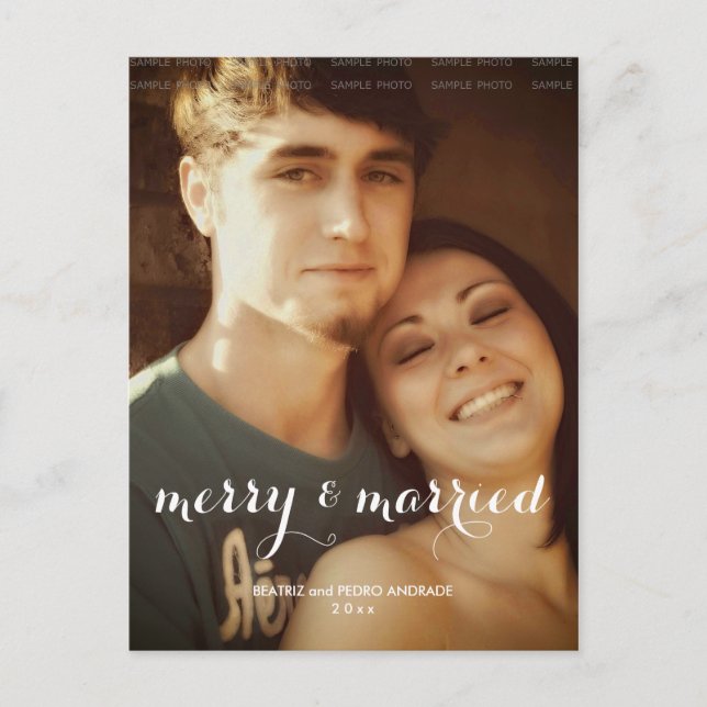 Postal Festiva Navidades casados con moras Foto de feriado con es (Anverso)