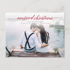Postal Festiva Navidades casados Foto recién casada