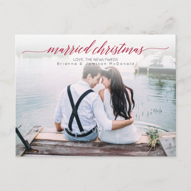 Postal Festiva Navidades casados Foto recién casada (Anverso)