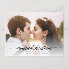 Postal Festiva Navidades casados Foto recién casada | Negro