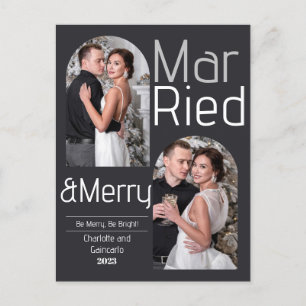 Postal Festiva Navidades casados y felices de recién casados Foto