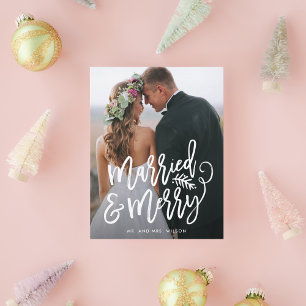 Postal Festiva Navidades casados y merry recién casados