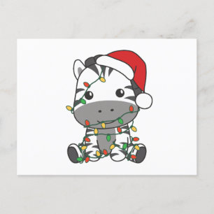 Postal Festiva Navidades cebra Animales de invierno Holiday Zebra