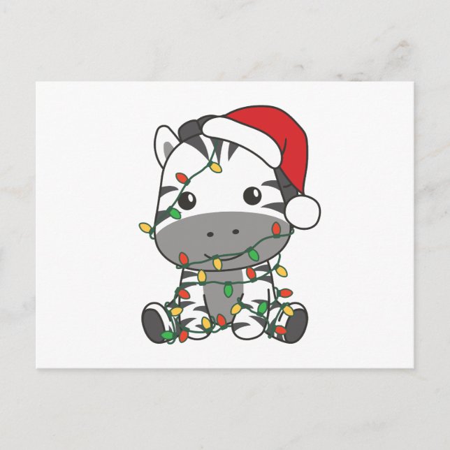 Postal Festiva Navidades cebra Animales de invierno Holiday Zebra (Anverso)