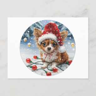 Postal Festiva Navidades Chihuahua Santa Dog