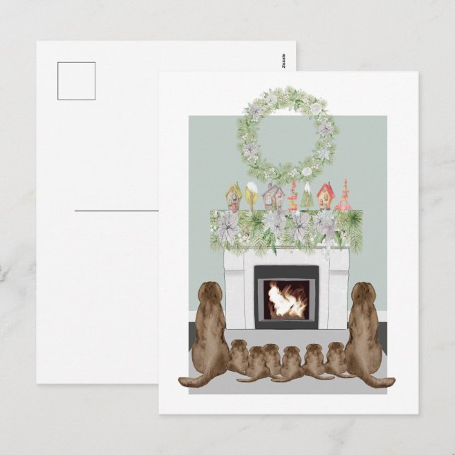 Postal Festiva Navidades Choc Labrador (Anverso / Reverso)