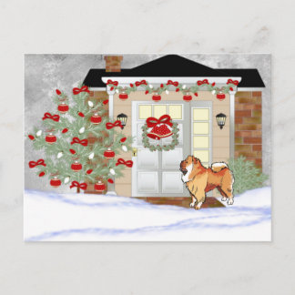 Postal Festiva Navidades Chow Dog