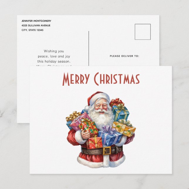 Postal Festiva Navidades Clásicos de Jolly Santa Claus (Anverso / Reverso)