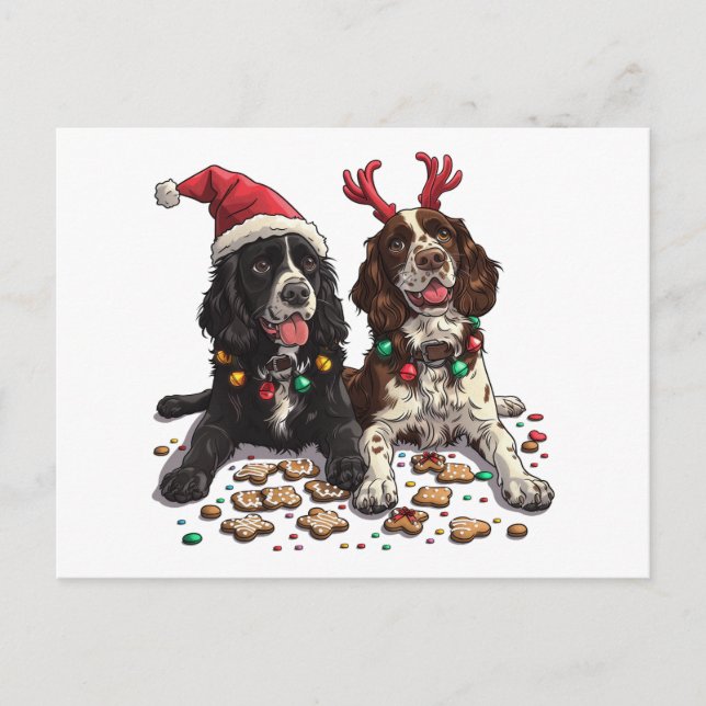 Postal Festiva Navidades Cocker Spaniel Dogs (Anverso)