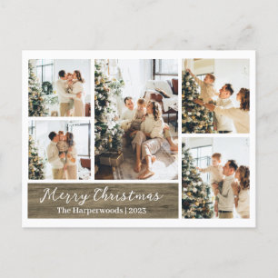 Postal Festiva Navidades Collage de fotos Rústico de la Familia d