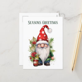 Postal Festiva Navidades color agua gnome añadir texto Holiday