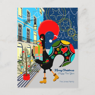 Postal Festiva Navidades comprando con el Rooster Portugués