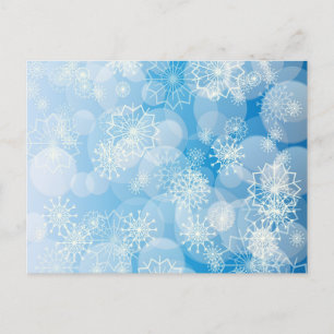 Postal Festiva Navidades con copos de nieve en un fondo azul