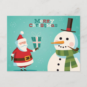 Postal Festiva Navidades con Santa y snowman