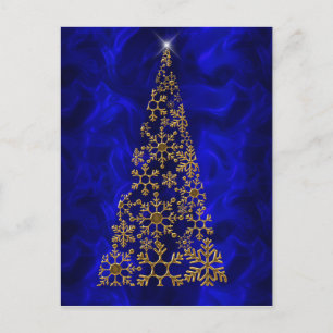 Postal Festiva Navidades contemporáneos dorados y azules