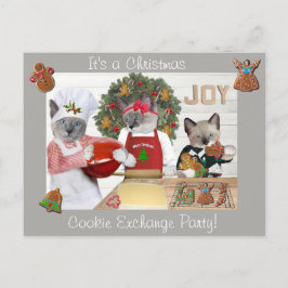 Postal Festiva Navidades Cookie Kitten Cookie Exchange Postcard