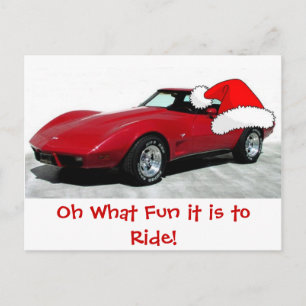 Postal Festiva Navidades Corvette Rojo