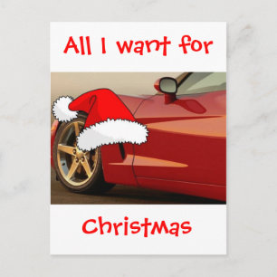 Postal Festiva Navidades Corvette rojo