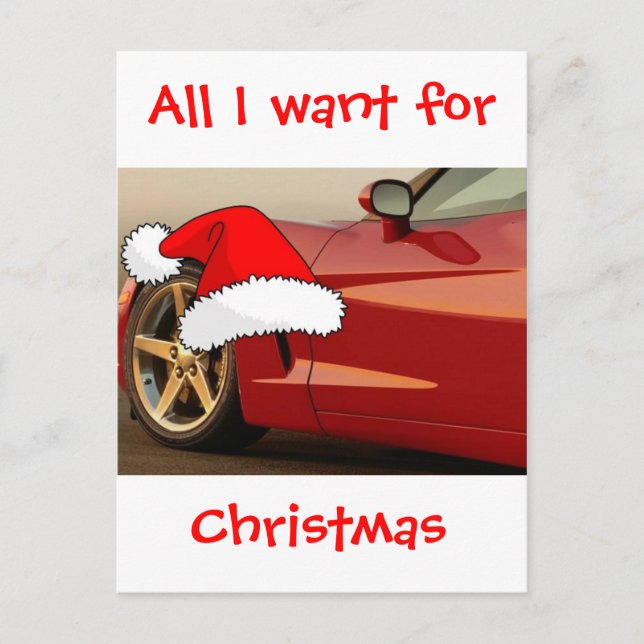 Postal Festiva Navidades Corvette rojo (Anverso)