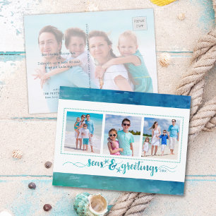 Postal Festiva Navidades costeros SEAS Y GREETINS 4 Fotos