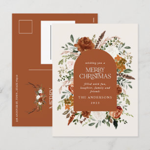 Postal Festiva Navidades crema Relieve metalizado botánico elegan