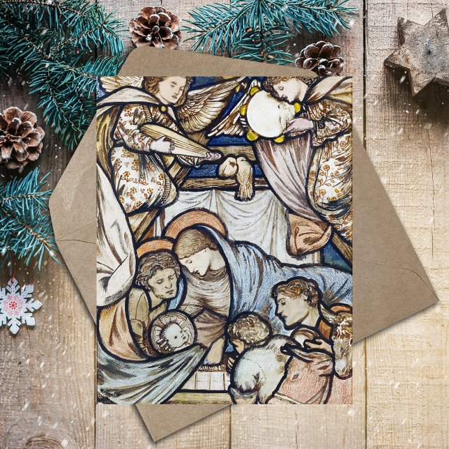 Postal Festiva Navidades cristianos religiosos Natividad Burne-Jo (Religious Christian Catholic Christmas Nativity Scene by Burne-Jones Vintage Holiday Postcard)