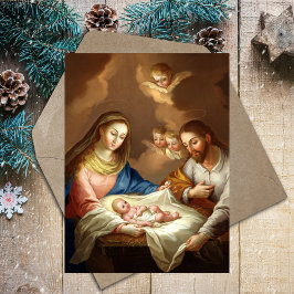 Postal Festiva Navidades cristianos santos Natividad Manger Bethl