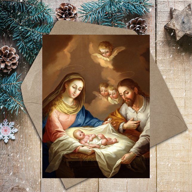 Postal Festiva Navidades cristianos santos Natividad Manger Bethl (Vintage Holy Christian Catholic Christmas Nativity Scene Manger Bethlehem Holiday Postcard)