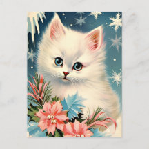 Navidades Cuidados Vintage Kitten Postcard | Adora