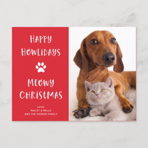 Postal Festiva Navidades curiosos de perros y gatos con foto