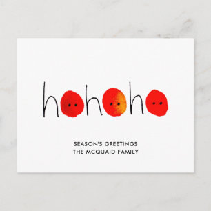 Postal Festiva Navidades Cute Red & Black Ho Ho Ho Ho con pintura
