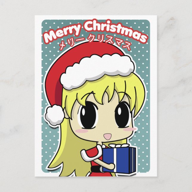 Postal Festiva Navidades Cute Santa Chica (Anverso)