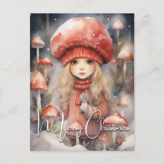 Postal Festiva Navidades Cute Toadstool Pixie