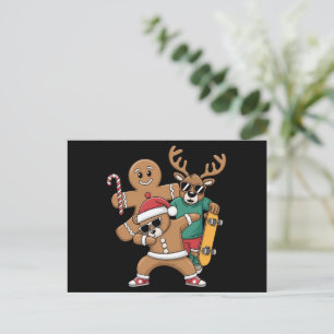 Postal Festiva Navidades Dabbing Santa Bear Skate Reindeer Xmas