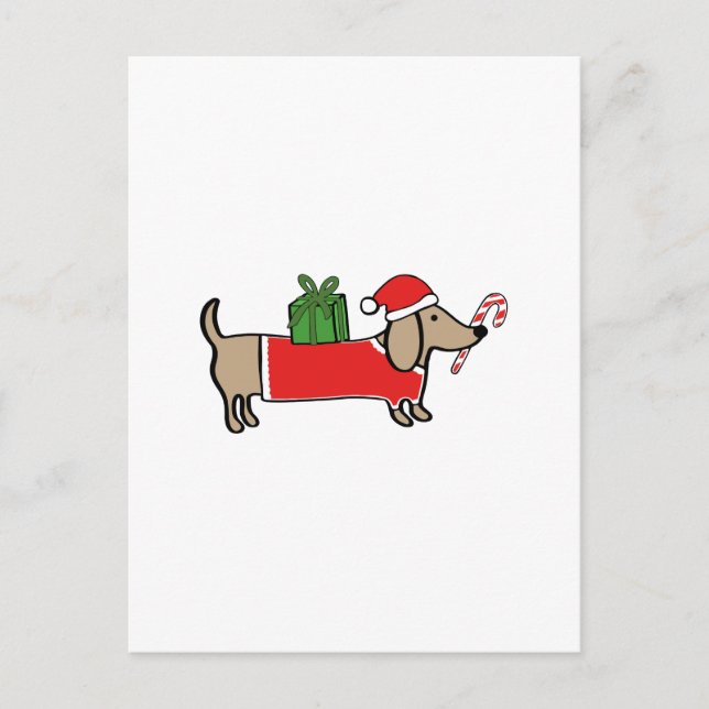 Postal Festiva Navidades dachshund (Anverso)