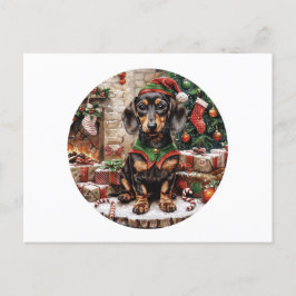 Postal Festiva Navidades Dachshund Perros Elf