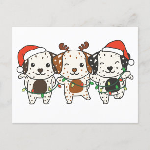 Postal Festiva Navidades dálmatas Navidades animales cortan perro