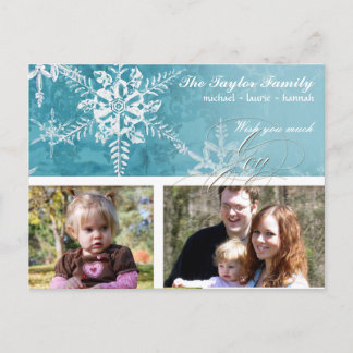 Postal Festiva Navidades Damask Snowflake - Agua de invierno y bl