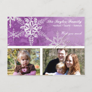 Postal Festiva Navidades Damask Snowflake - Plum Purple Card
