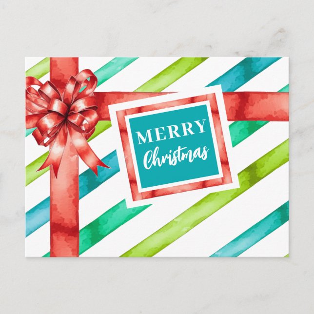 Postal Festiva Navidades de acuarela (Anverso)