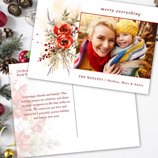 Postal Festiva Navidades de acuarela de Moda moderna Foto botánic (Subido por el creador)