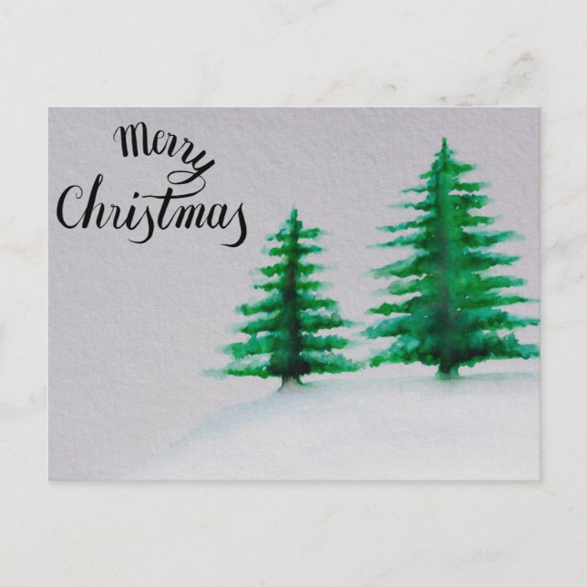 Postal Festiva Navidades de acuarela de mora y Navidades bendecid (Anverso)