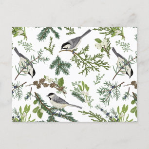 Postal Festiva Navidades de acuarela Ilustracion natural forestal