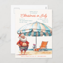 Postal Festiva Navidades de acuarela retro en julio Fiesta de ver