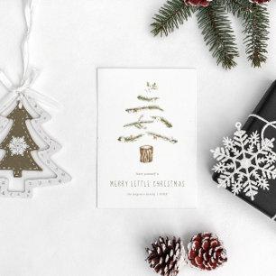 Postal Festiva Navidades de acuarela vacaciones de árbol flotante