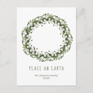 Postal Festiva Navidades de acuarela Wreath Holiday