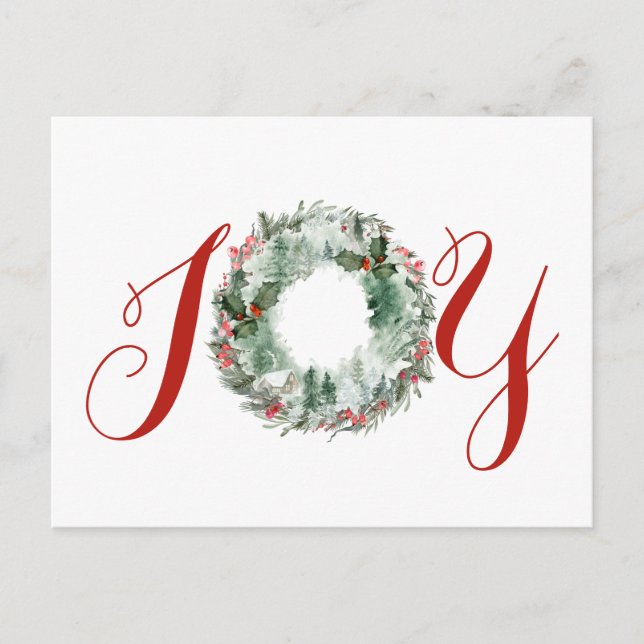 Postal Festiva Navidades de alegría acuarela Plush Wreath (Anverso)